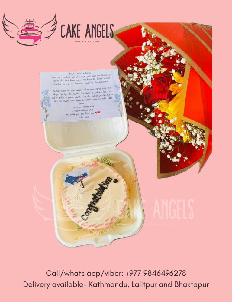 bento cake & flower boquet combo